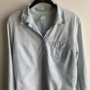 J Crew-Button Up Blouse-Denim-Light Blue
